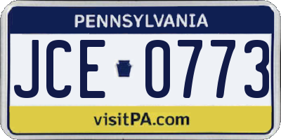 PA license plate JCE0773