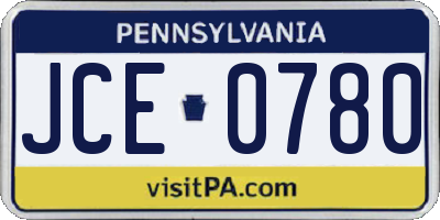 PA license plate JCE0780