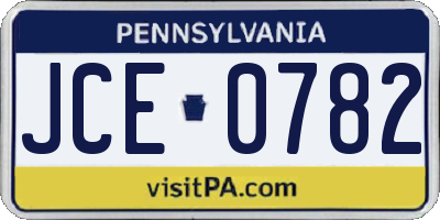 PA license plate JCE0782