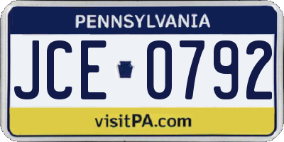 PA license plate JCE0792