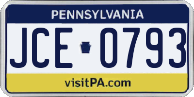 PA license plate JCE0793