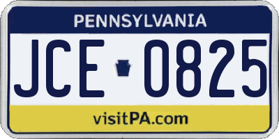 PA license plate JCE0825