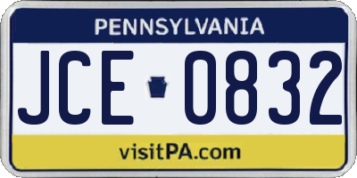 PA license plate JCE0832