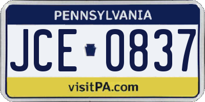 PA license plate JCE0837