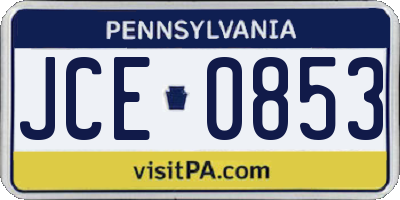 PA license plate JCE0853