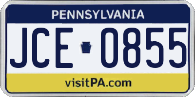 PA license plate JCE0855