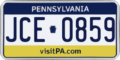 PA license plate JCE0859