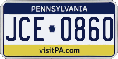 PA license plate JCE0860