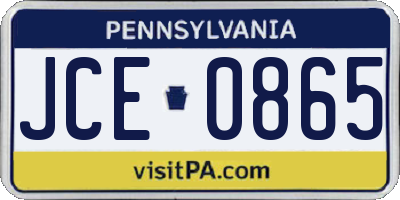 PA license plate JCE0865