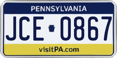 PA license plate JCE0867