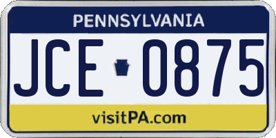 PA license plate JCE0875
