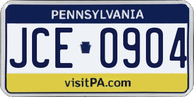 PA license plate JCE0904