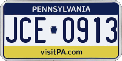 PA license plate JCE0913