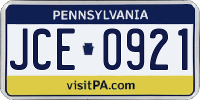PA license plate JCE0921