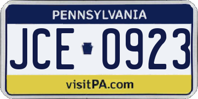 PA license plate JCE0923