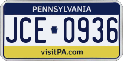 PA license plate JCE0936
