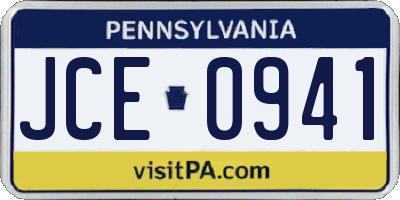 PA license plate JCE0941