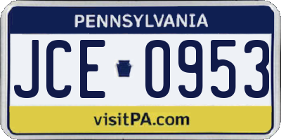 PA license plate JCE0953