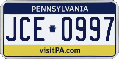PA license plate JCE0997