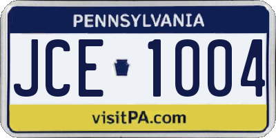 PA license plate JCE1004