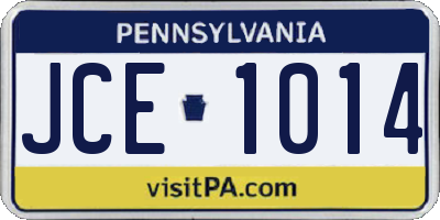 PA license plate JCE1014
