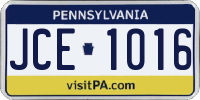 PA license plate JCE1016