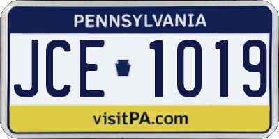 PA license plate JCE1019