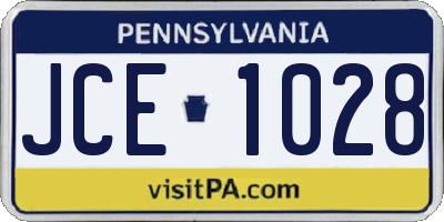 PA license plate JCE1028