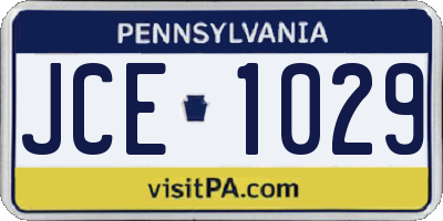 PA license plate JCE1029
