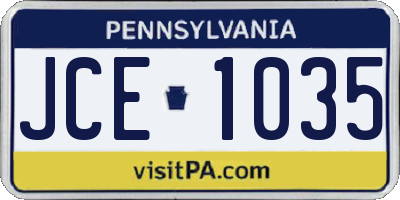 PA license plate JCE1035