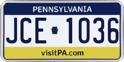 PA license plate JCE1036