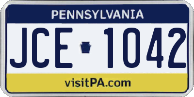 PA license plate JCE1042