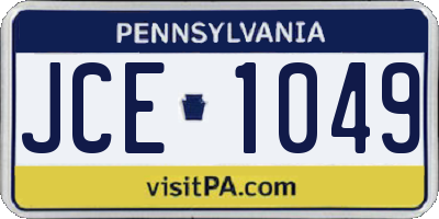 PA license plate JCE1049