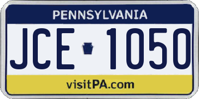 PA license plate JCE1050