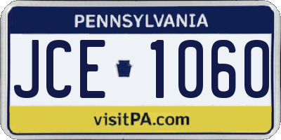 PA license plate JCE1060