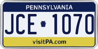 PA license plate JCE1070