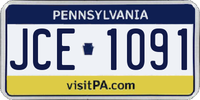 PA license plate JCE1091