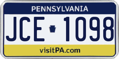 PA license plate JCE1098