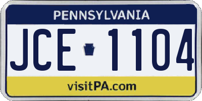 PA license plate JCE1104