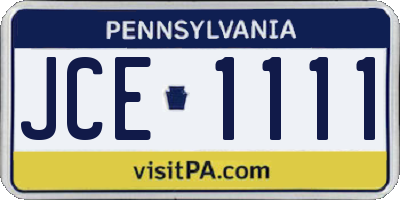 PA license plate JCE1111