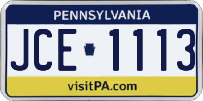 PA license plate JCE1113