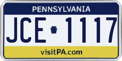 PA license plate JCE1117