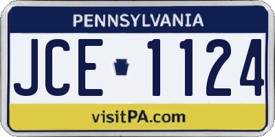 PA license plate JCE1124