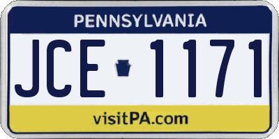 PA license plate JCE1171