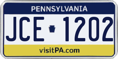 PA license plate JCE1202
