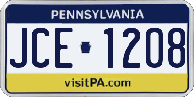 PA license plate JCE1208