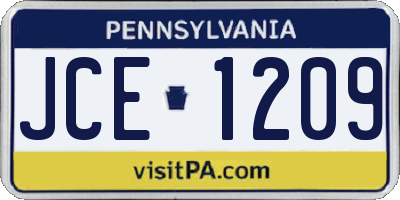 PA license plate JCE1209