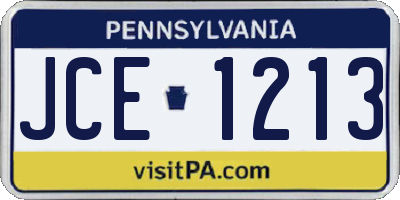 PA license plate JCE1213