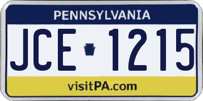 PA license plate JCE1215
