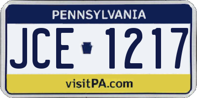 PA license plate JCE1217
